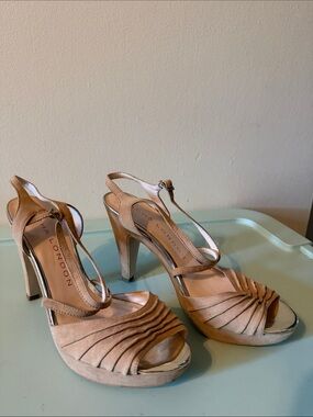 Sacha London Beige/Tan Strappy High Heel Sandals